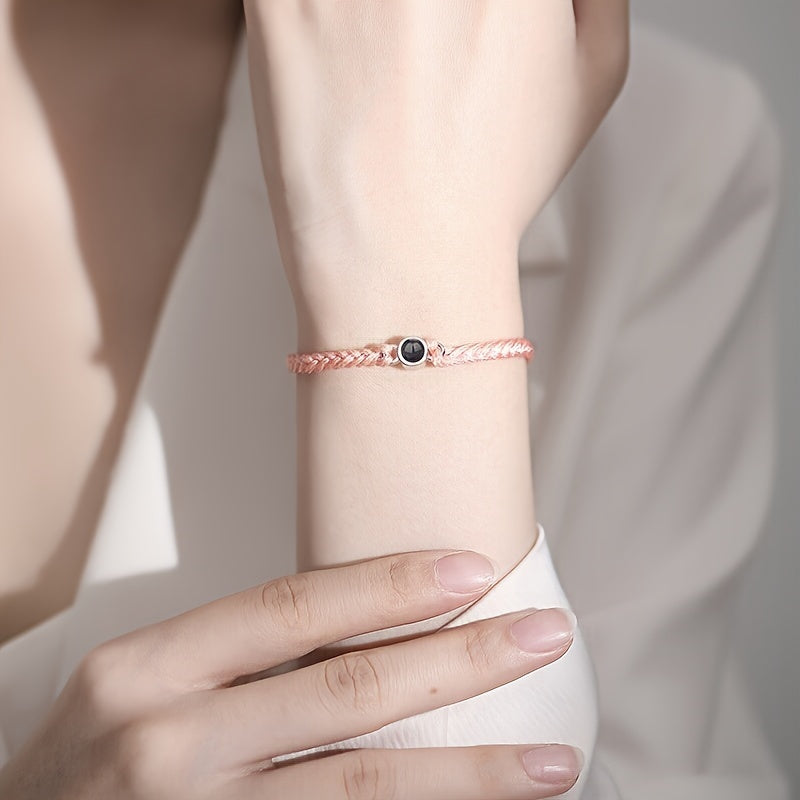 Custom Photo Projection Copper Bead Bracelet