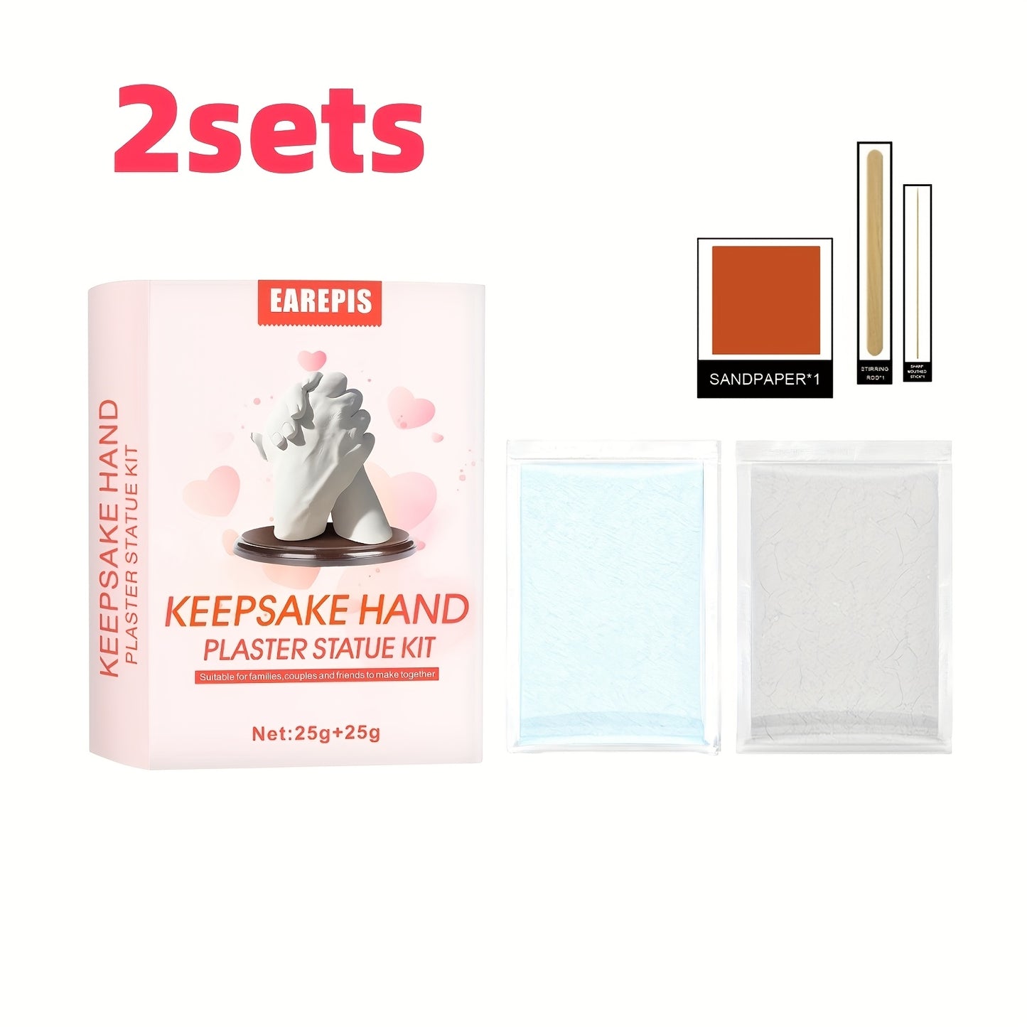 Couples 3D Hand Casting Kit (2-Set DIY Keepsake Molding Kit)